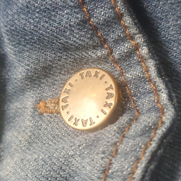 Taxi Jacket Denim Fabric Sleeves Womens Size XL ? X-large ? No Size Tag 20" Ptp - Picture 10 of 16